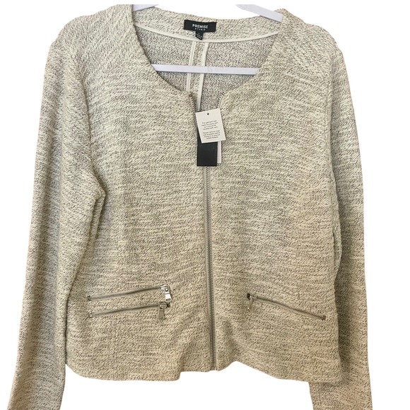 Premise Jackets & Blazers - Premise Womens  Zip Front Jacket Metallic Threads Zipper Pockets L New Gift idea